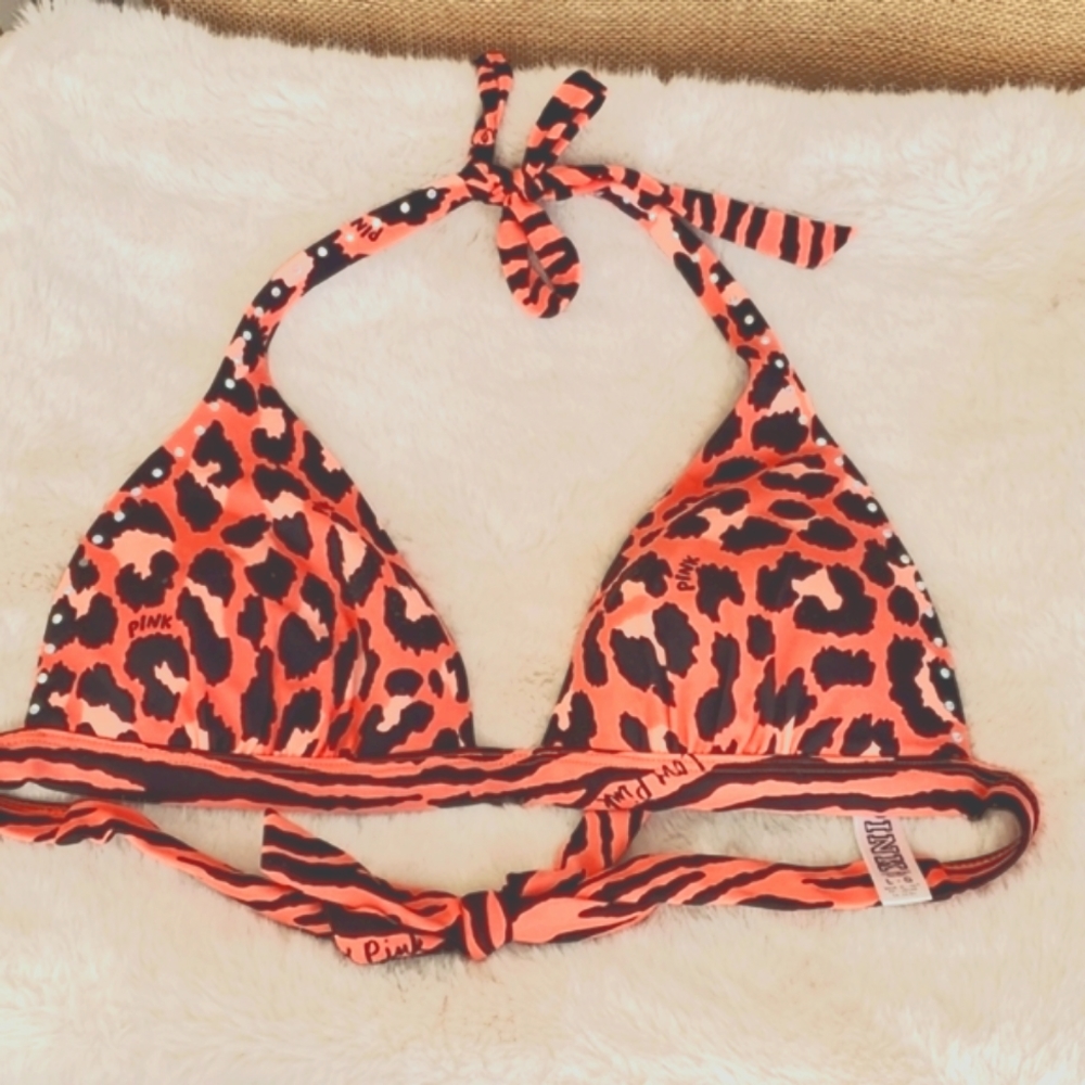 VS PINK, Bikini Top, Animal Print, Rhinestone